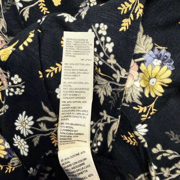 Fat Face UK cotton/modal floral jersey dress, dark navy background, size US 6 - Picture 6 of 6